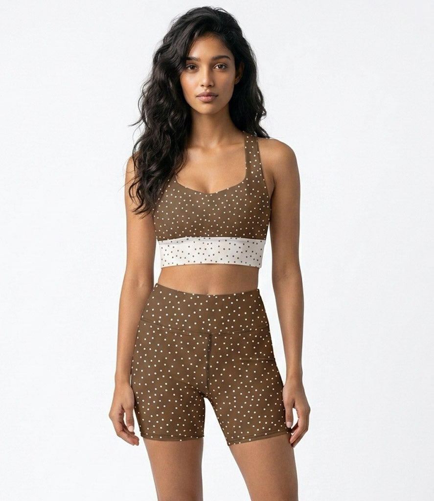 'Espresso Dot' Lola Bra and Biker Short Set